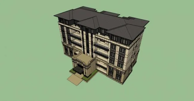 Neoclassical Multi-Story Garden House Residential Model in SketchUp