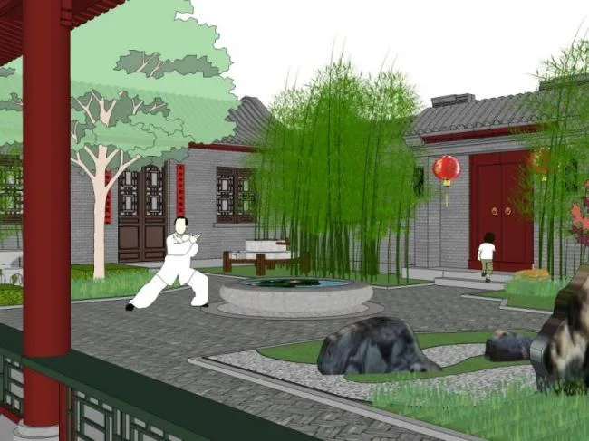 Sketchup Landscape Model | Courtyard Landscape, Chinese Style