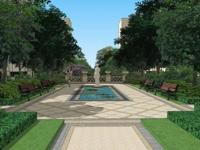 Sketchup Landscape Model | Residential Landscape, Courtyard Landscape, Spanish Style, Classical Style
