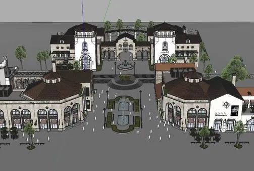 Sketchup Business Model | Multi story Commercial Street, Classical Style