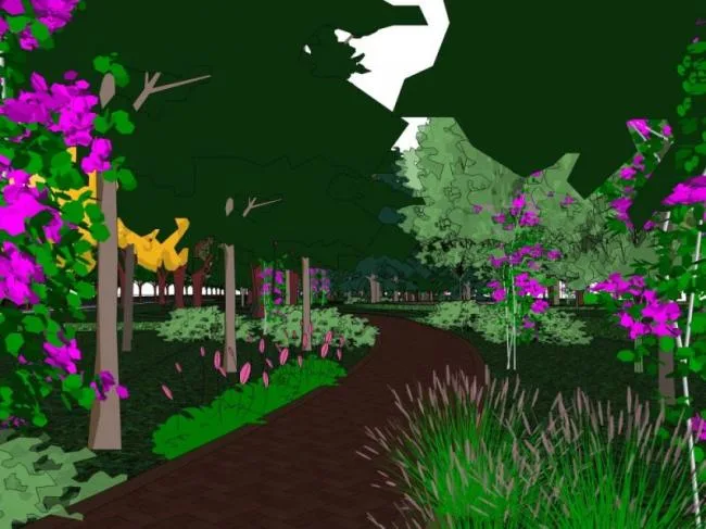Sketchup Landscape Model | Community Landscape, Residential Landscape, Modern Style