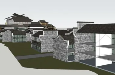 SketchUp Business Model: Multi-Story Commercial Building with Chinese Architectural Style-BIM WORLD