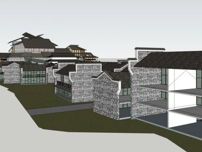 Sketchup Business Model | Multi story commercial building, Chinese style