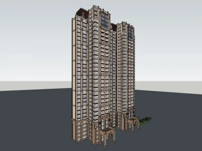 Sketchup Residential Model | Super High Rise Residential Buildings, Residential Buildings, Classical Style