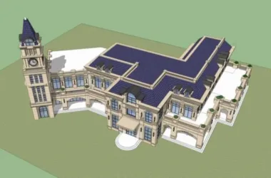 SketchUp Business Models: Multi-Story Clubhouse, Commercial Spaces, French and Classical Styles-BIM WORLD