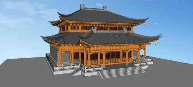 Sketchup Ancient Building Model | Multi storey the Shakya ManiHall, Chinese style, ancient buildings