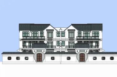 Classical Twin Villa Design in SketchUp Model-BIM WORLD