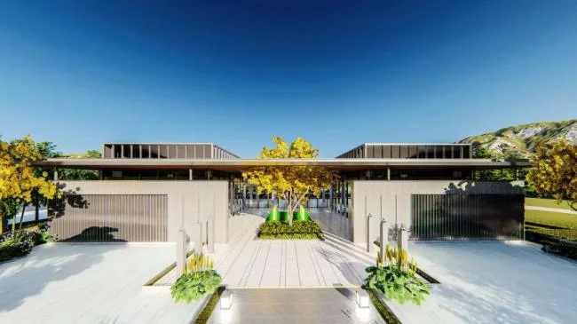 SketchUp Business Model: Modern Multi-Story Clubhouse Commercial Building