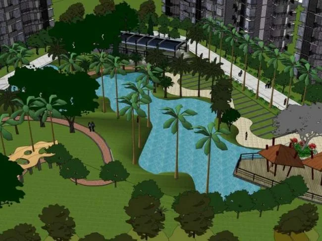 Sketchup Landscape Model | High rise community landscape, residential landscape, modern style