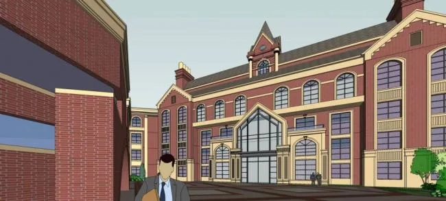 Sketchup School Model | Multi story School, Teaching Building, Educational Building, British Style, Classical Style, Sloping Roof
