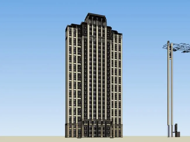 Sketchup Residential Model | High rise residential building, classical style, 26 floors