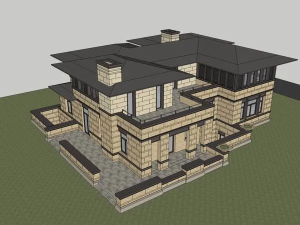 Classical Style Single-Family Villa Model in SketchUp
