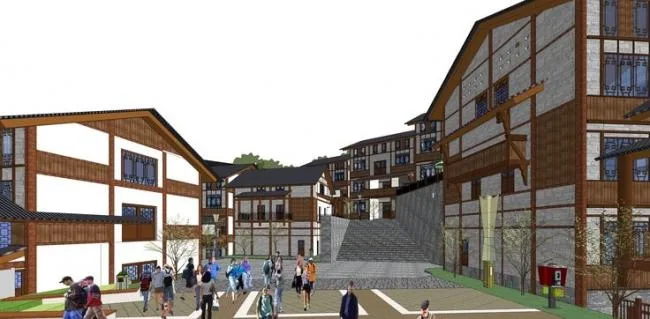 Sketchup Hotel Model | Ethnic style stilted buildings, hotel complexes, commercial buildings, mountainous areas, new Chinese style