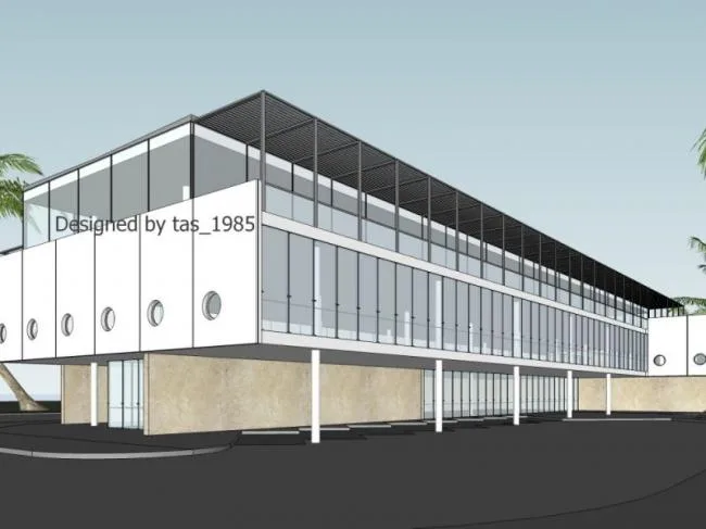 Modern Multi-Story Office Building Model in SketchUp