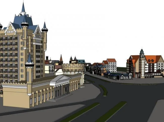 Sketchup Business Model | Multi-story Commercial Pedestrian Street, Classical Style