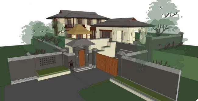 Sketchup Villa Model | Stacked Villa, Modern Style