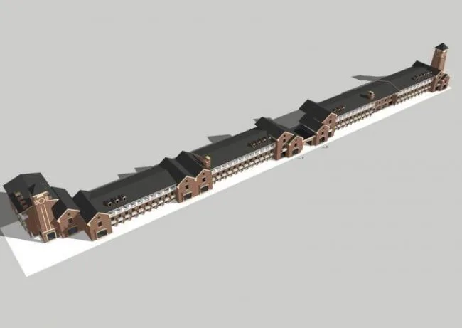 Sketchup Business Model | Multi story Commercial Street, British Style, Classical Style