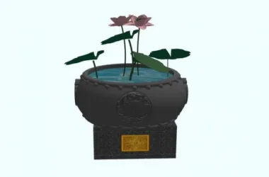 SketchUp Material Model: Chinese Lotus Landscape Water Feature Component-BIM WORLD