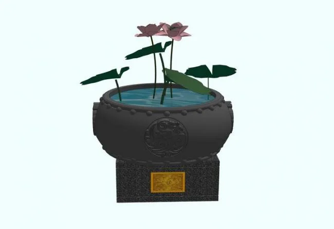 SketchUp Material Model: Chinese Lotus Landscape Water Feature Component