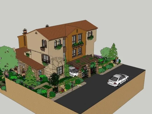 Sketchup Villa Model | Twin Villa, Classical Style