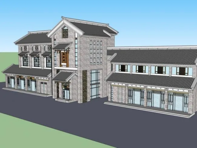Sketchup Business Model | Multi story commercial building, modern Chinese style
