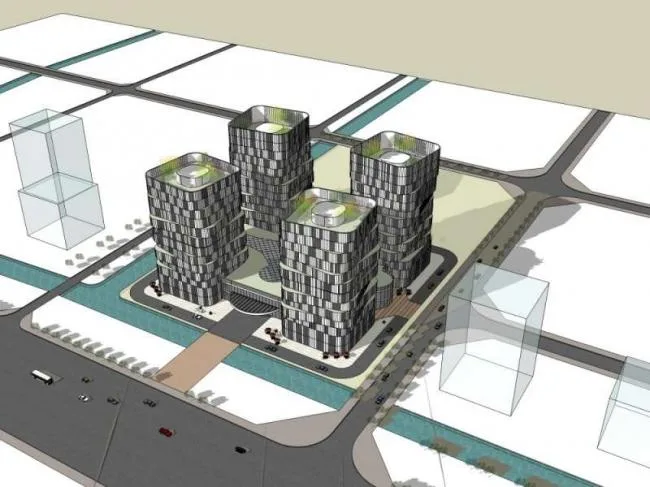 SketchUp Complex Model: Multi-Story High-Rise with Office, Ground Floor Retail, Hotel, and Modern Apartments