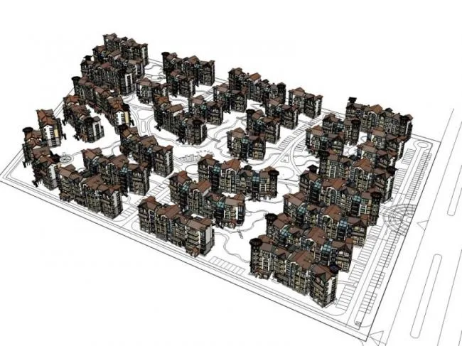 Sketchup Villa Model | Villa Cluster, Spanish Style