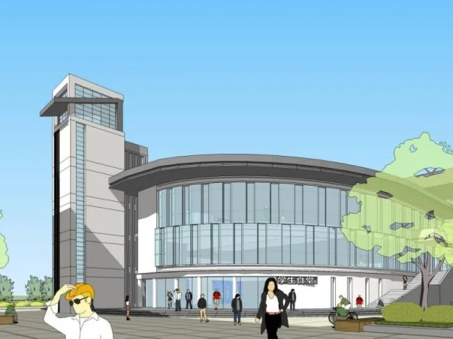 Sketchup School Model | Multi story Middle School, Campus Educational Architecture, Modern Chinese Style