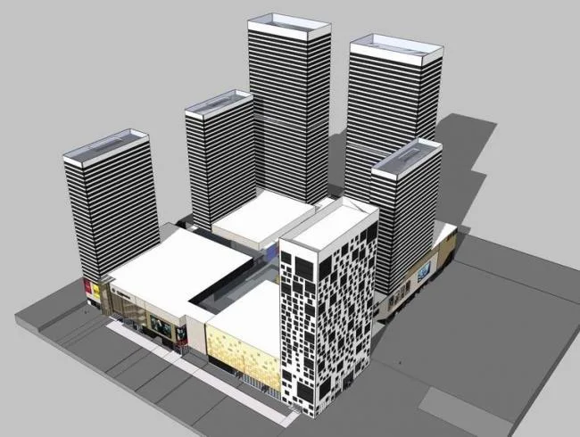 Sketchup Business Model | Multi story Commercial, High rise Office, Qingdao Wanda Commercial Plaza, Commercial Complex, Modern Style