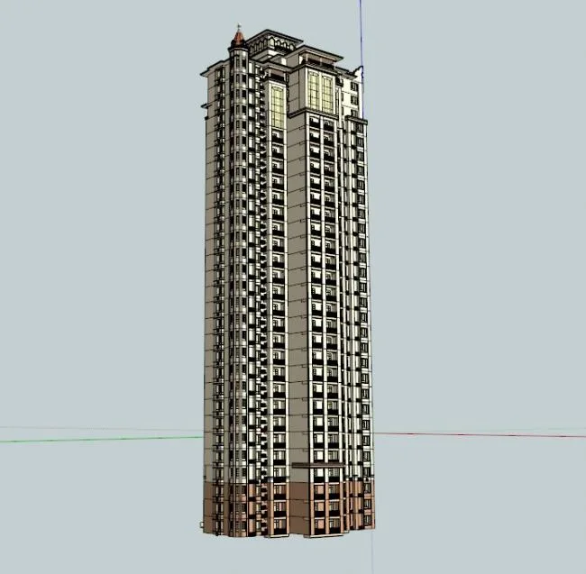 Sketchup Residential Model | Super Tall Residential, Spanish Classical Style