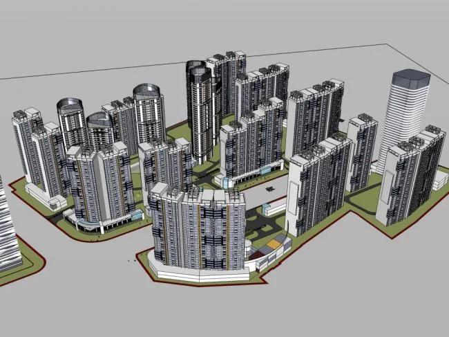 Sketchup Residential Model | High rise Residential Complex, Modern Style