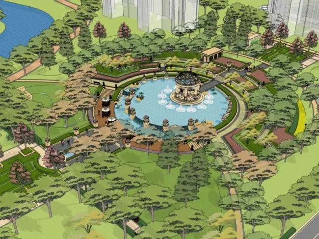 Sketchup Landscape Model | Residential Landscape, Classical Style