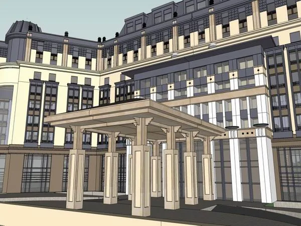 Sketchup Hotel Model | Multi story Hotel, Classical Style