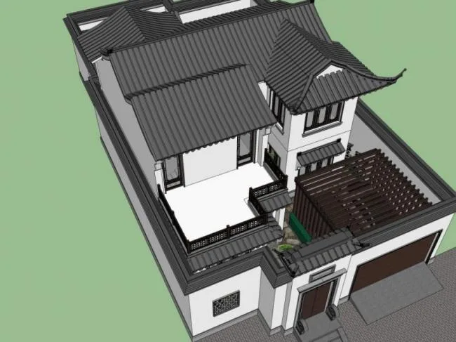 Sketchup Villa Model | Solo Villa, Chinese Style