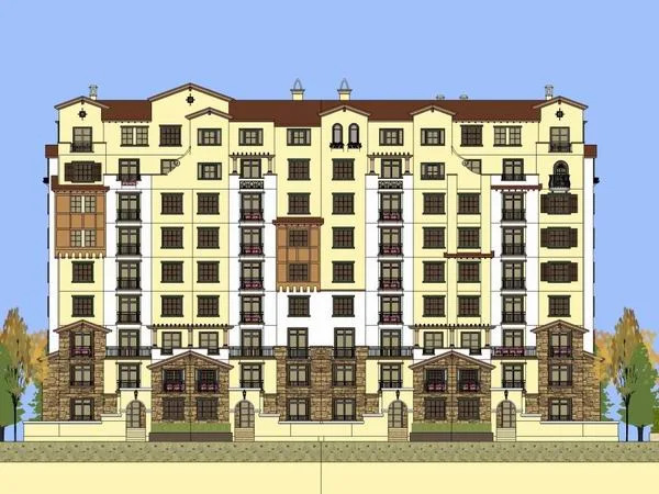 Sketchup Residential Model | High rise Residential, Spanish Classical Style