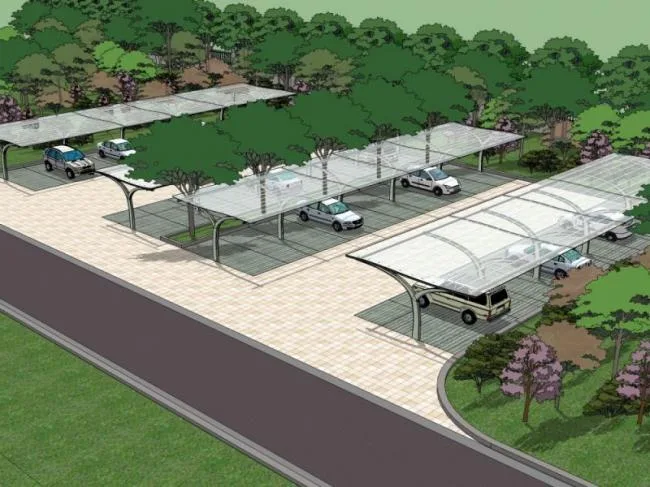 Sketchup Landscape Model | Parking Lot Landscape, Modern Style