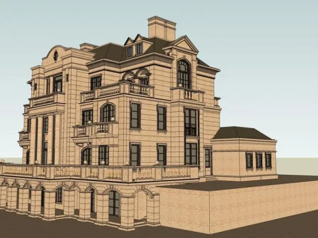 Sketchup Villa Model | Stacked Villa, French Classical Style