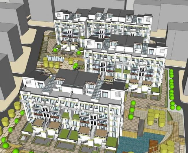 Sketchup Residential Model | Multi story Residence, Residential Building, New Chinese Style