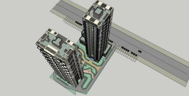 Sketchup Villa Model | High rise Residential, Ground Floor Commercial, Modern Style