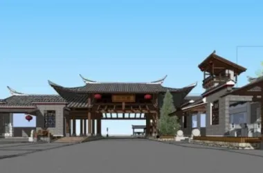 SketchUp Model of Traditional Chinese Multi-Story Commercial and Leisure Architecture-BIM WORLD