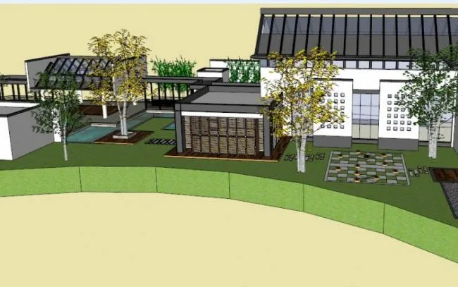 Sketchup Business Model | Low rise Clubhouse, Modern Chinese Style