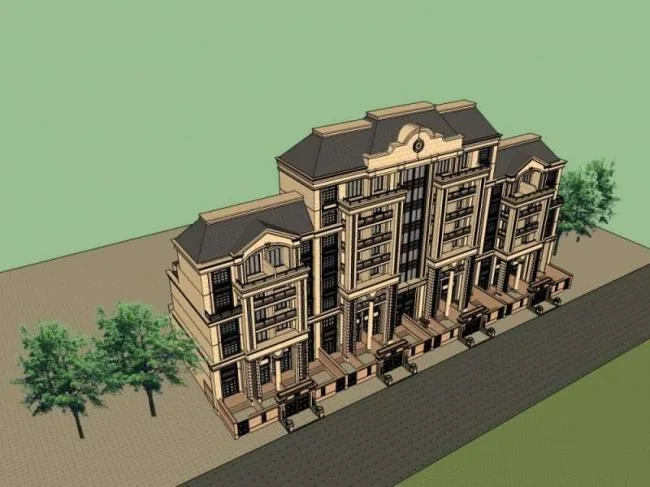 Sketchup Residential Model | High rise residential building, European classical style