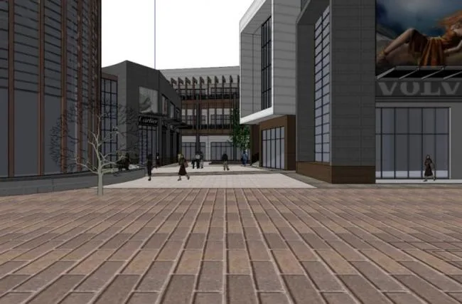 Sketchup Business Model | Multi story Commercial Street Clubhouse, Shopping Plaza, Modern Style