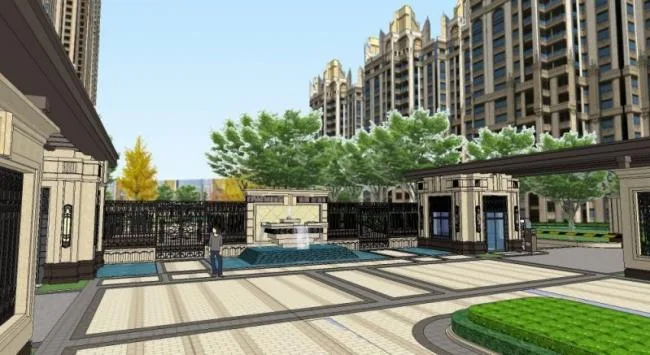 Sketchup Landscape Model | Community Landscape, Residential Landscape, Classical Style