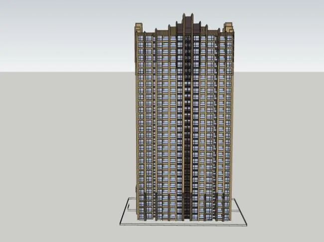Sketchup Residential Model | High rise residential building, classical style, 29 floors