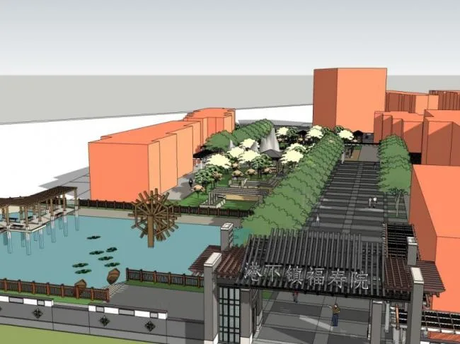Sketchup Landscape Model | Nursing Home Landscape, Modern Style