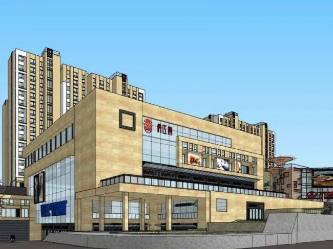Sketchup Residential Model | High rise residential, ground floor commercial, modern style