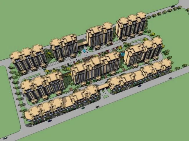 Sketchup Residential Model | High rise Residential Complex, Classical Style