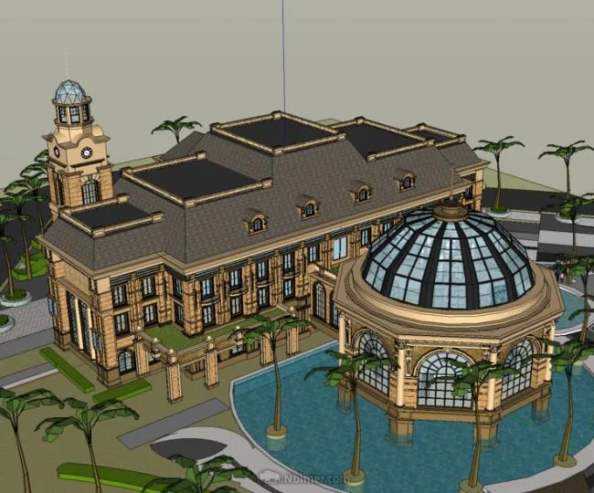 Sketchup Business Model | Multi story Sales Office, Clubhouse, European Style, French Style, Classical