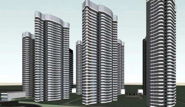 Sketchup Residential Model | High rise residential and office buildings, modern style